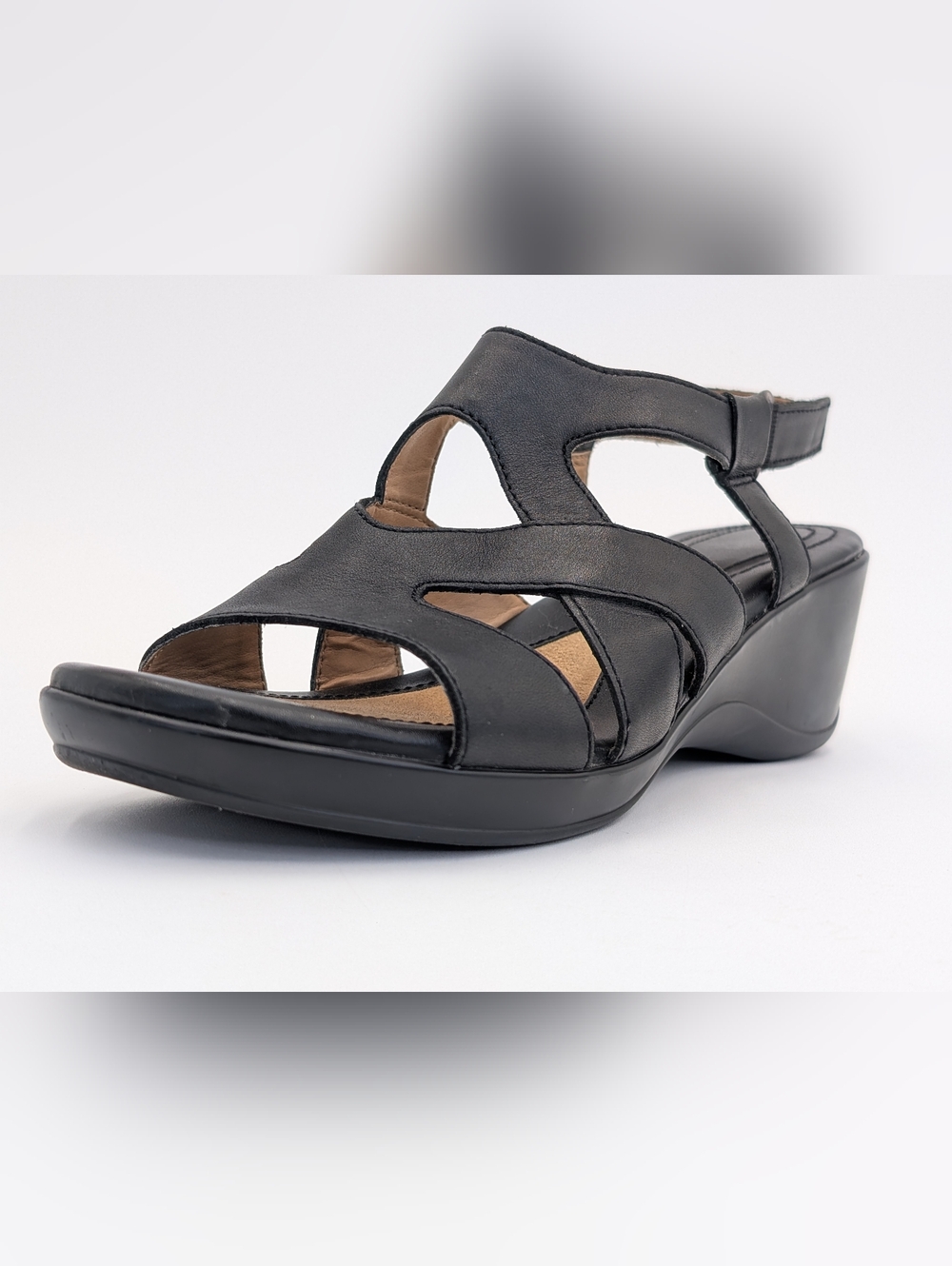 Naturalizer Tanner Size 7.5M Genuine Black Leather Ergonomic Footbed Slingback - Picture 5 of 16